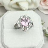 2.2ct Engagement Ring Round Pink Sapphire Ballerina Sunburst 14k White Gold Over
