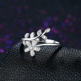 2ct Round Cut Diamond Engagement Ring 14k White Gold Finish Floral Leaf Bypass