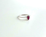 0.5ct Engagement Ring Pear Pink Ruby Solitaire Minimalist 14k White Gold Finish