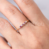 0.5ct Round Cut Simulated Ruby Minimalist Engagement Ring 14K Yellow Gold Plated
