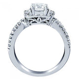1.6ct Round Cut Diamond Engagement Ring Split Shank Petite 14k White Gold Finish