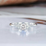 1ct Round Cut Diamond Engagement Ring Minimalist Petite 14k White Gold Finish