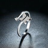 1.2ct Round Diamond Engagement Ring 14k White Gold Finish Butterfly Shape Bypass