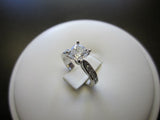 1ct Cushion Cut Diamond Solitaire Accent Engagement Ring 14k White Gold Finish