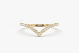 0.15ct Round Cut Moissanite Curved Minimal Wedding Band 14k Yellow Gold Plated