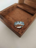 2.5ct Wedding Ring Band Oval Cut Blue Aquamarine Five Stone 14k WhiteGold Finish