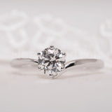0.2ct Round Cut Moissanite Swirl Solitaire Engagement Ring 14k White Gold Plated