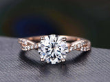 1.5ct Round Cut Diamond Engagement Ring Twisted Promise 14k Rose Gold Finish
