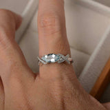 2ct Marquise Cut Aquamarine Solitaire with Cross Accent Ring 14k White Gold Over