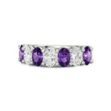 3Ct Oval Cut Purple Amethyst Diamond Stylish Engagement Ring 14K White Gold Over