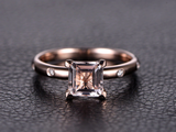 2ct Princess Cut Morganite Engagement Ring Diamond Solitaire 14k Rose Gold Over