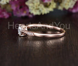 0.5ct Round Cut Moissanite Solitaire with Accents Women Ring 14k RoseGold Plated