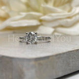 0.15ct Round Cut Moissanite Solitaire Engagement Ring 14k White Gold Plated
