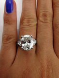 4.5ct Oval Cut Diamond Vintage Engagement Ring 14K White Gold Over Round Accents