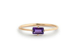 0.4ct Engagement Ring Baguette Cut Purple Amethyst Minimalist 14k Rose Gold Over