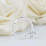 1.6ct Oval Cut Diamond 4 Prong Solitaire with Accents Ring 14k White Gold Finish