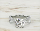 4Ct Round Cut Diamond Cross Split Shank Engagement Ring 14K White Gold Finish