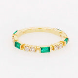 0.5ct Baguette Cut Simulated Emerald 3/4th Eternity Band 14k Yellow Gold Plated