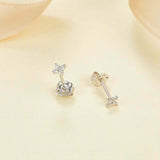 0.5ct Round Cut VVS1D Diamond Clover Floral Stud Earrings 14k White Gold Finish