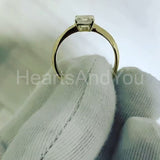 0.5ct Asscher Simulated Diamond Solitaire Engagement Ring 14k Yellow Gold Plated