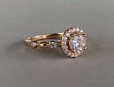 Fancy Bridal Set Engagement Ring 2ct Round Cut VVS1 Diamond 14k Rose Gold Finish