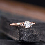 0.5ct Round Cut Moissanite Trilogy Women Engagement Ring 14K Rose Gold Plated