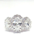 5Ct Oval Cut Diamond Cocktail Iced Halo Engagement Ring 14K White Gold Finish