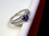 0.55ct Engagement Ring Round Cut Purple Amethyst Split Shank 14k White Gold Over