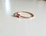 0.5ct Engagement Ring Baguette Pink Ruby Solitaire Minimalist 14k Rose Gold Over