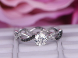 0.5ct Round Black & White Diamond Infinity Engagement Ring 14k White Gold Finish