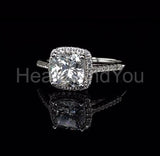 2.2ct Cushion Cut Simulated Diamond Halo Engagement Ring 14k White Gold Plated