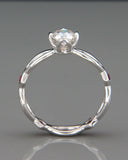 1Ct Round Cut Diamond Ruby Split Band Engagement Ring 14K White Gold Finish