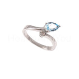 0.5ct Pear Cut Simulated Aquamarine Bypass Engagement Ring 14k White Gold Plated