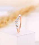 0.35ct Round Cut Moissanite Five Stone Women Wedding Band 14k Yellow Gold Plated