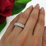 1ct Princess Round Cut VVS1 D Diamond Vintage Wedding Band 14k White Gold Finish