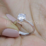 0.5ct Round Cut Moissanite Solitaire Women Engagement Ring 14k White Gold Plated