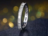 1.5ct Baguette Cut Diamond Wedding Band Channel Set Eternity 14k White Gold Over