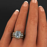 5 Stone Solitaire Engagement Ring 2.5ct Emerald Cut Diamond 14k Yellow Gold Over