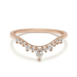 0.27ct Round Cut Diamond Wedding Band 14k White Gold Over Stackable Curved Crown