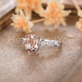 1ct Oval Cut Simulated Morganite Solitaire Accents Ring 14k White Gold Plated