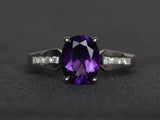 2.3ct Engagement Ring Oval Cut Purple Amethyst Diamond Accent 14k WhiteGold Over