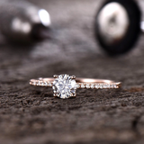 0.5ct Round Cut Diamond Engagement Ring Accents Solitaire 14k Rose Gold Finish