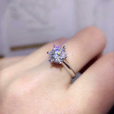 6 Prong Solitaire Engagement Ring 1ct Round Cut Diamond 14k White Gold Finish