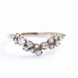 0.5ct Round Cut Moissanite Cluster Curved Wedding Band 14k White Gold Plated