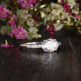 East West Solitaire Engagement Ring 1.5ct Oval Cut Diamond 14k White Gold Finish