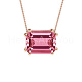 2ct Emerald Simulated Sapphire Solitaire Pendant Chain 14k Yellow Gold Plated