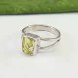 2.2ct Engagement Ring Radiant Cut Green Peridot Split Shank 14k WhiteGold Finish