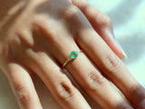 1ct Engagement Ring Round Cut Green Emerald Three Stone 14k Rose Gold Finish