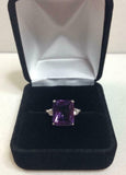 2.4ct Engagement Ring Radiant Cut Purple Amethyst Trilogy 14k White Gold Finish