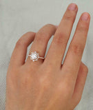 Vintage Halo Engagement Ring 2.1ct Round Cut VVS1D Diamond 14k White Gold Finish